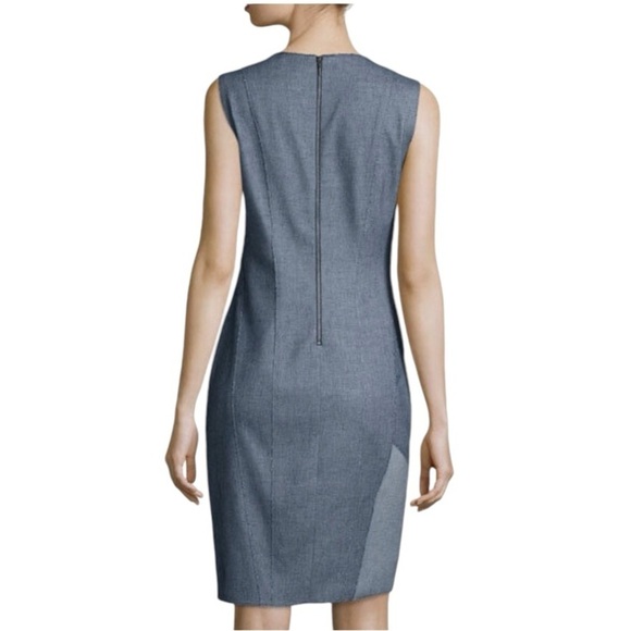 Elie Tahari Indigo 'Judith' Sleeveless Patch Sheath Raw Edge Dress Size 6 - Picture 4 of 13